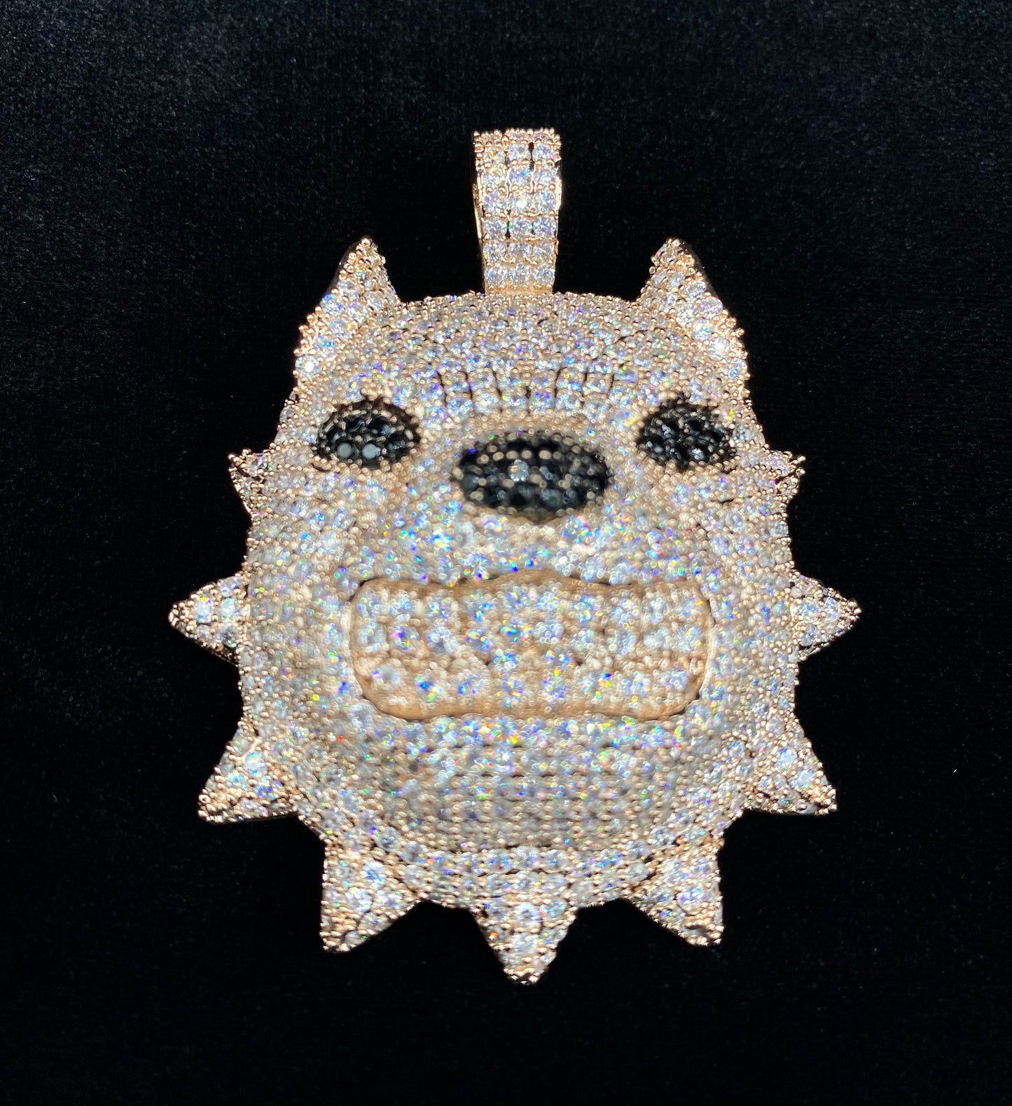 Dog pendant silver plated iced out necklace