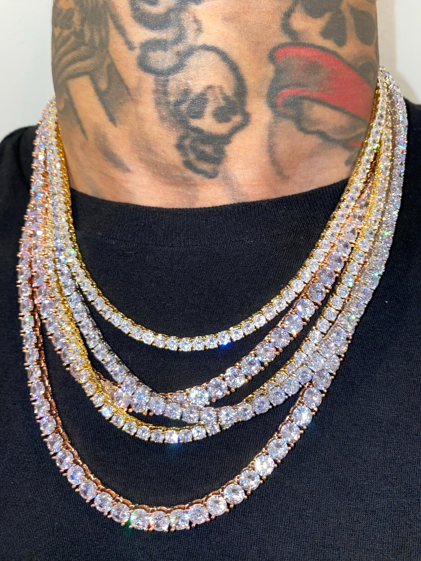Mens iced out tennis chain gold cubic zirconia necklace by Charmbox Men