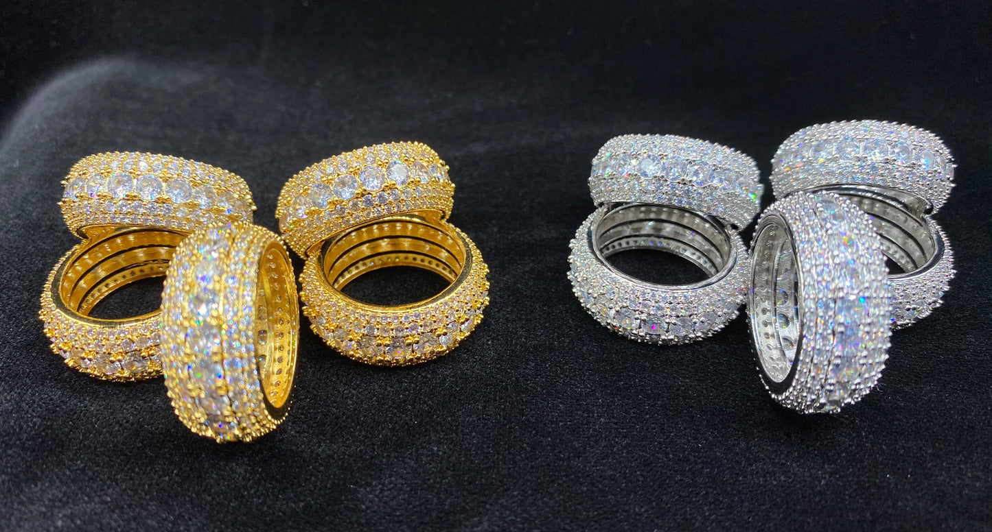 Charmbox Men eternity ring 15mm 18k gold plated iced out