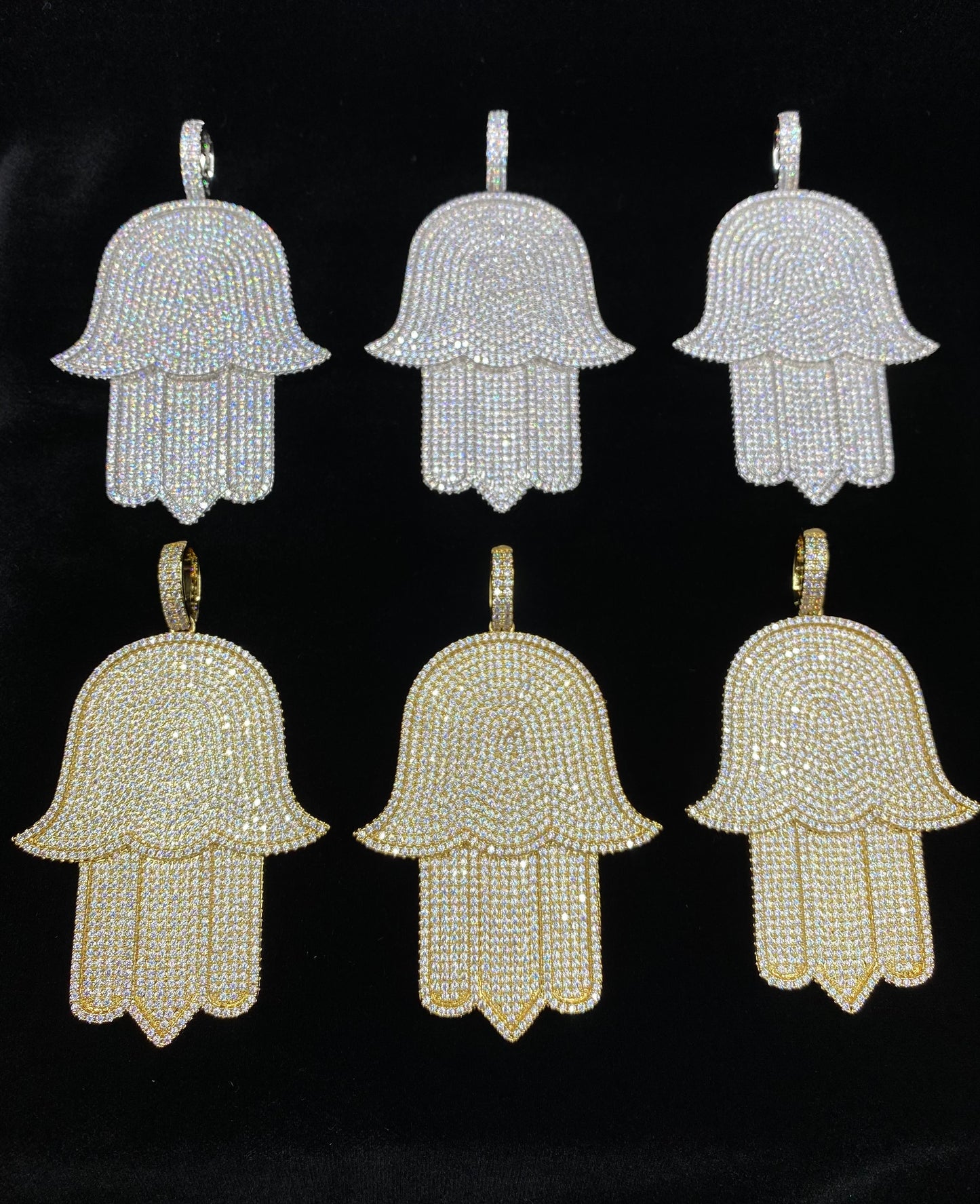Charmbox Men iced out Hamsa pendant gold plated cubic zirconia