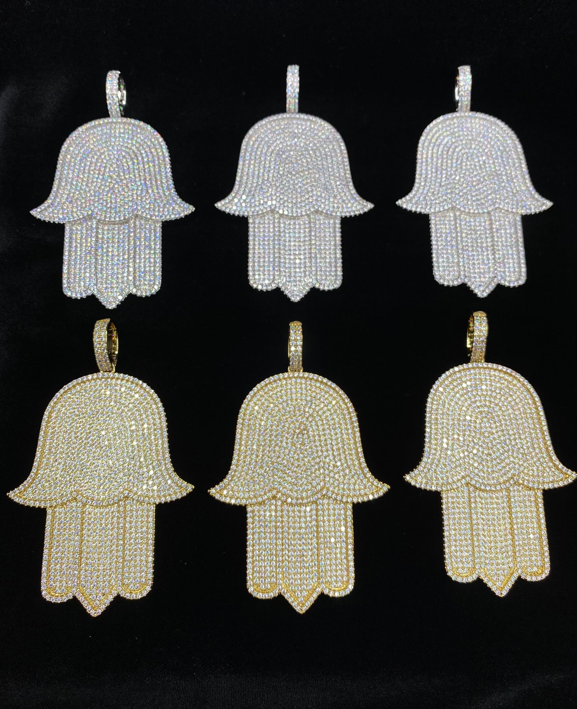 Charmbox Men iced out Hamsa pendant gold plated cubic zirconia