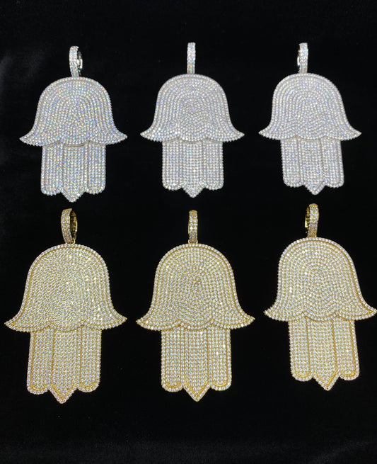 Charmbox Men iced out Hamsa pendant gold plated cubic zirconia