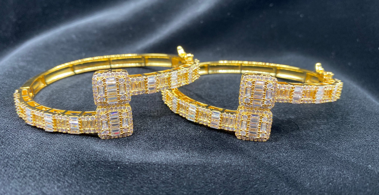 Square baguette bracelet silver plated cubic zirconia