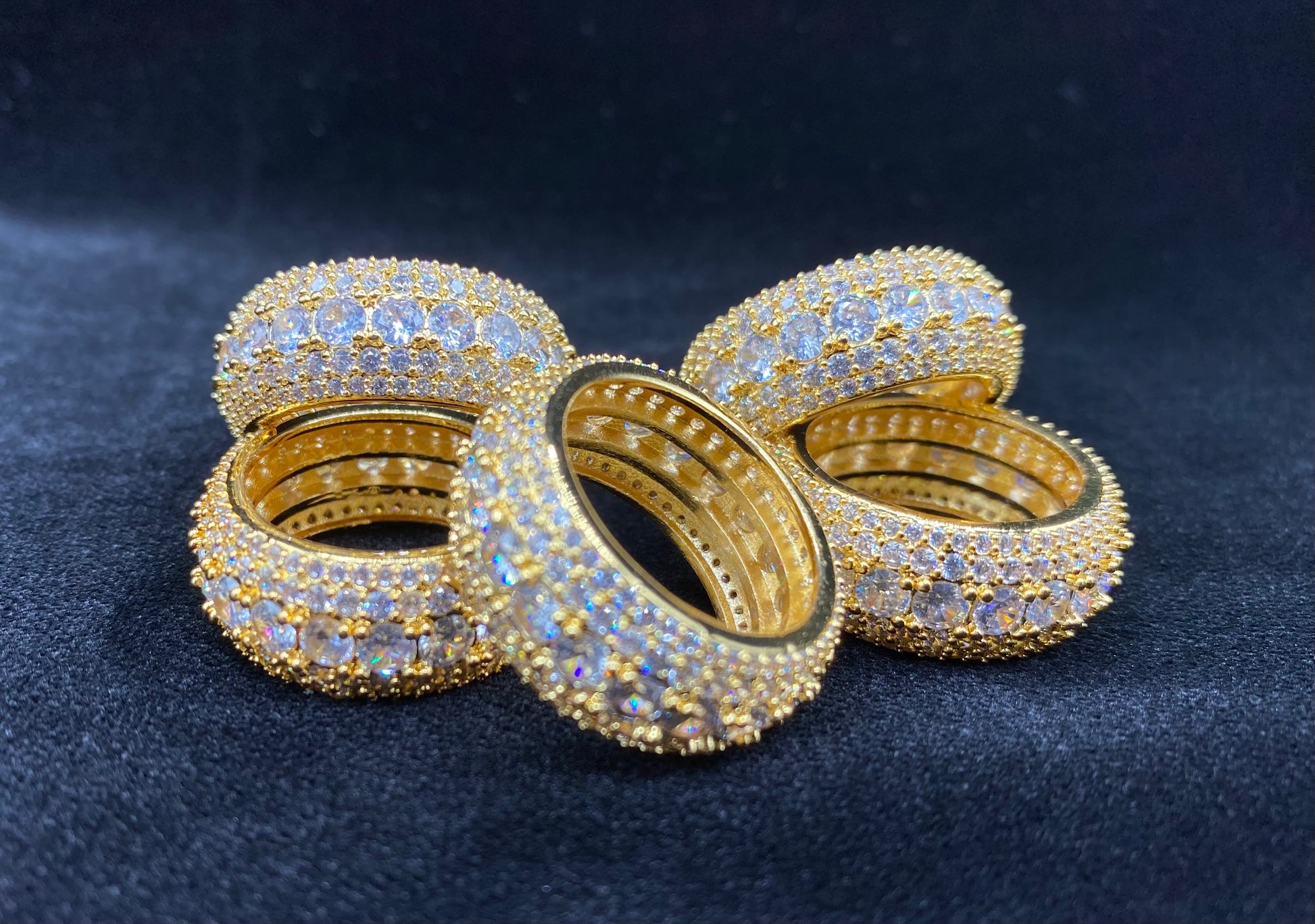 Eternity ring silver plated cubic zirconia band close up