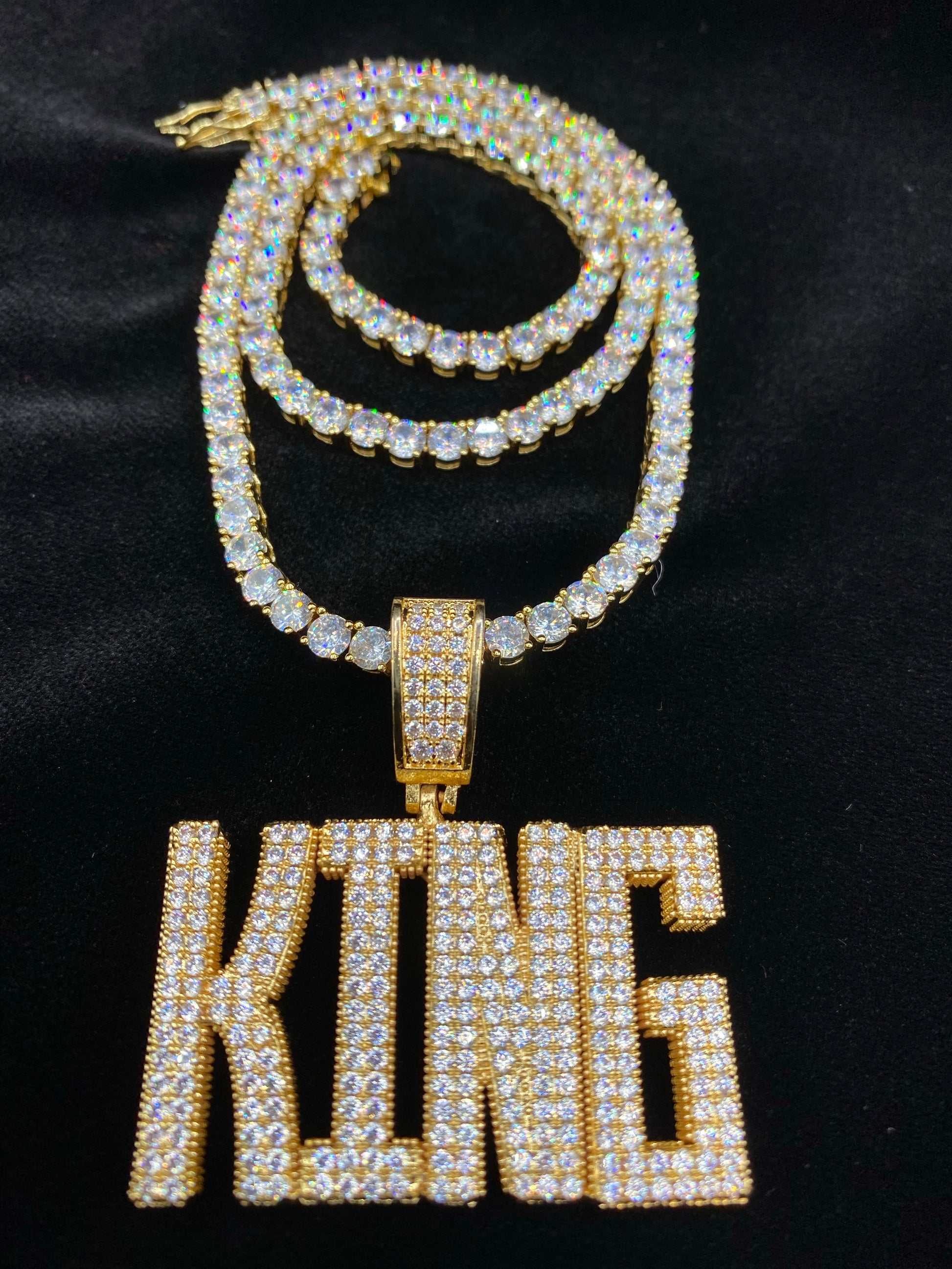 Iceberg custom name pendant silver plated with tennis chain