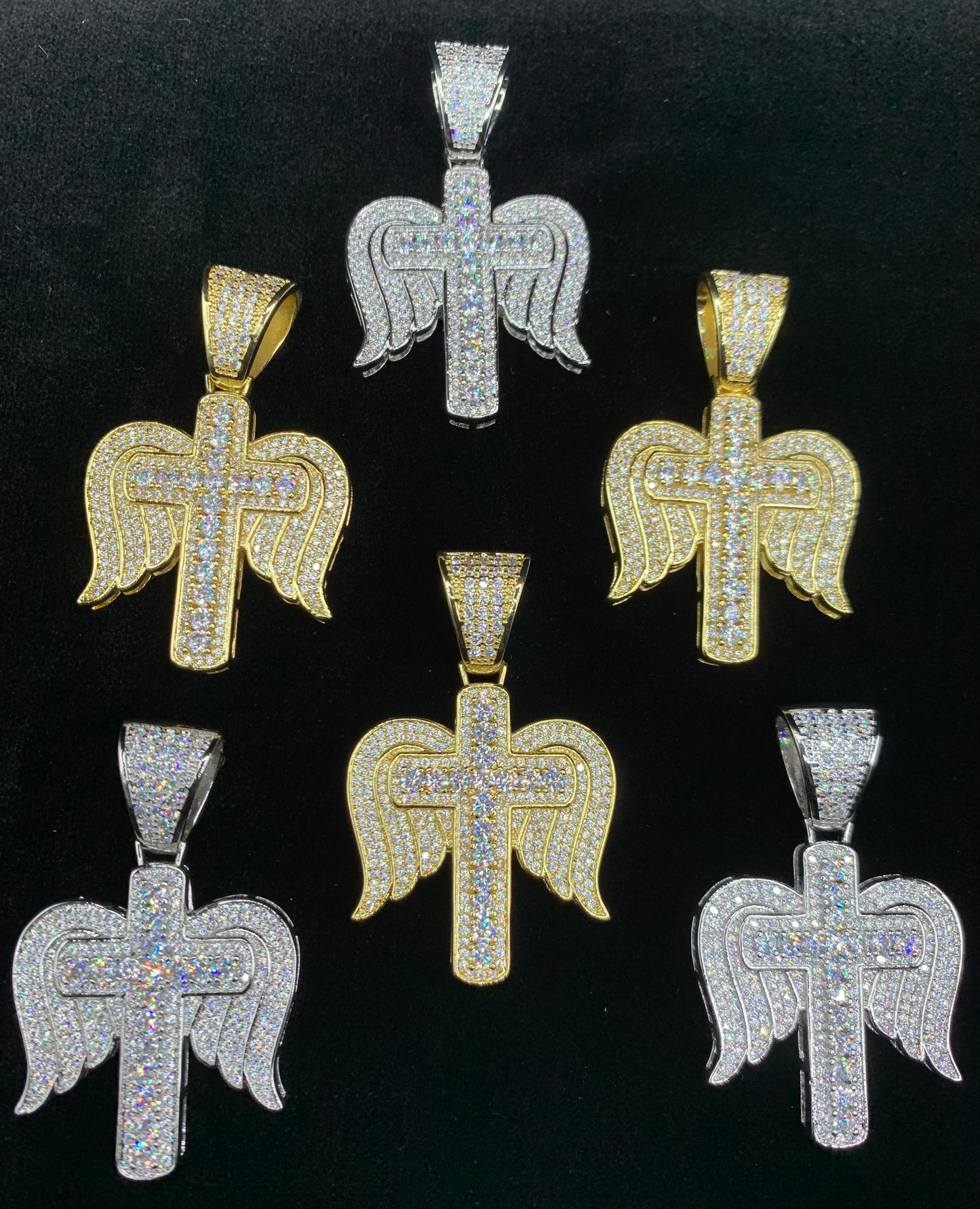 Charmbox Men angel cross pendant gold plated with rope chain