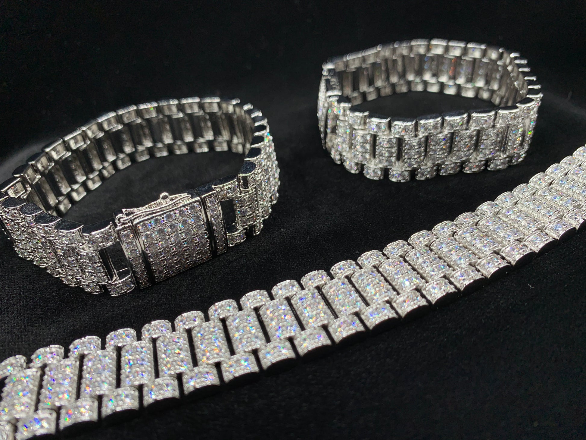 Presidential BustDown bracelet silver plated cubic zirconia