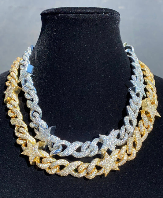 Charmbox Men Shooting Star Cuban chain gold plated iced out