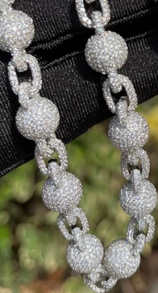 Iced out ball chain worn by model, Charmbox Men