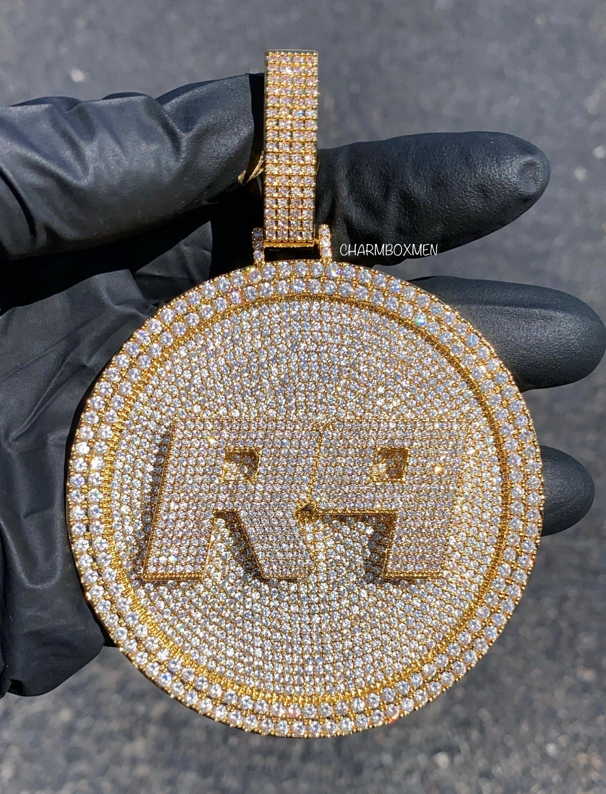 Charmbox Men Boss custom name necklace gold plated cubic zirconia