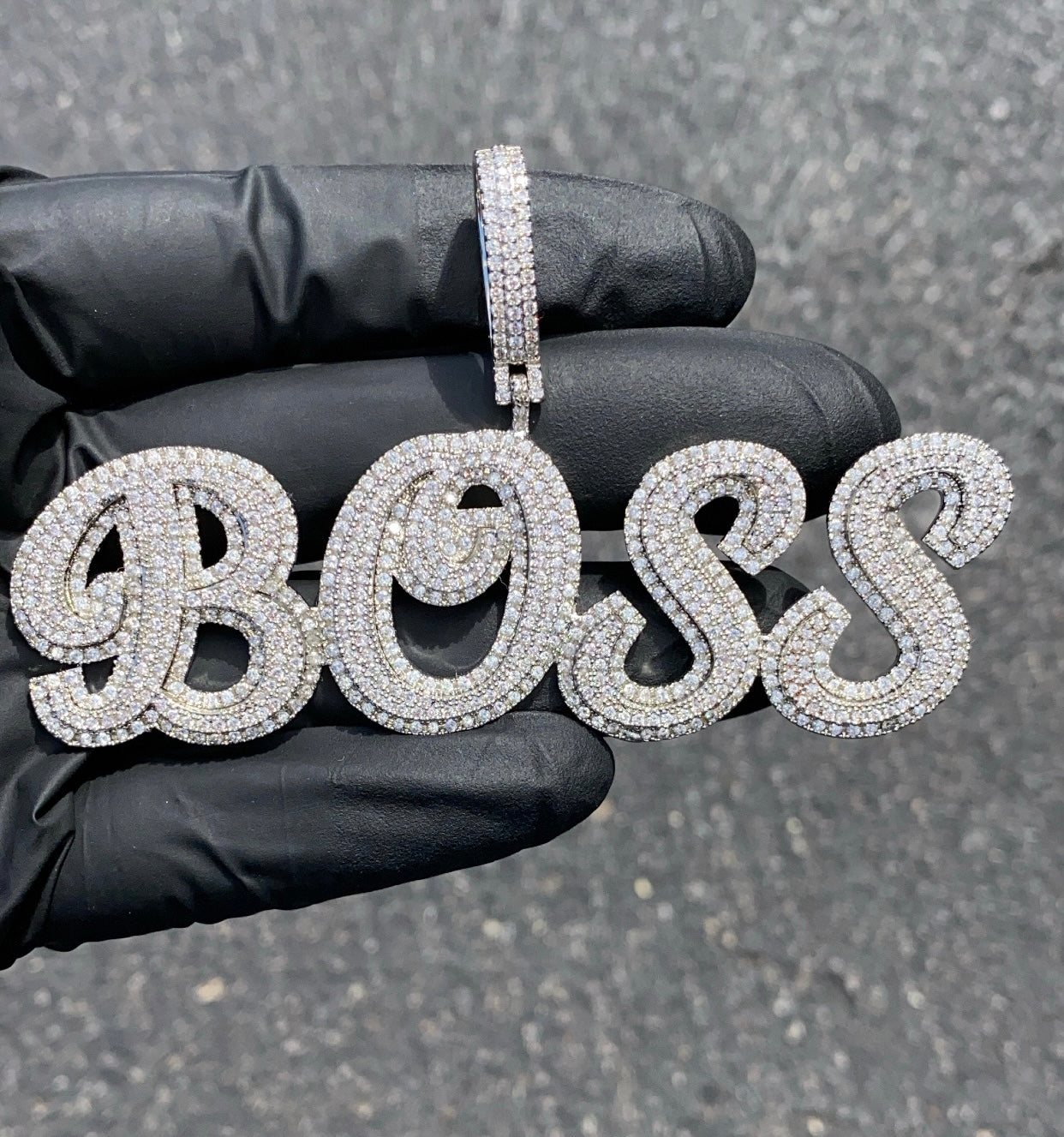Charmbox Men Wavy custom name necklace gold plated cubic zirconia