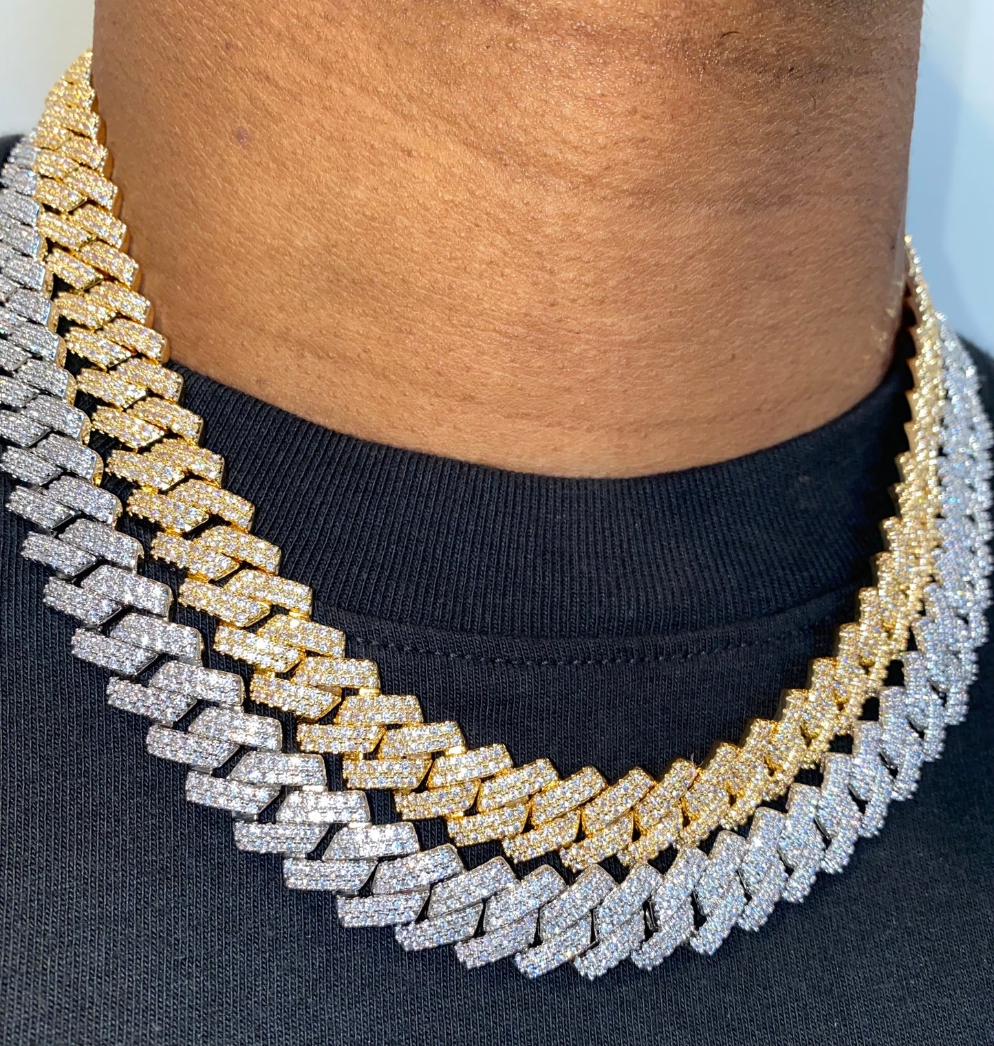 Mens iced out bust down cuban chain gold 14mm by Charmbox Men