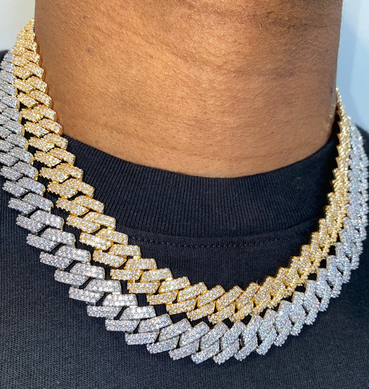 Mens iced out bust down cuban chain gold 14mm by Charmbox Men