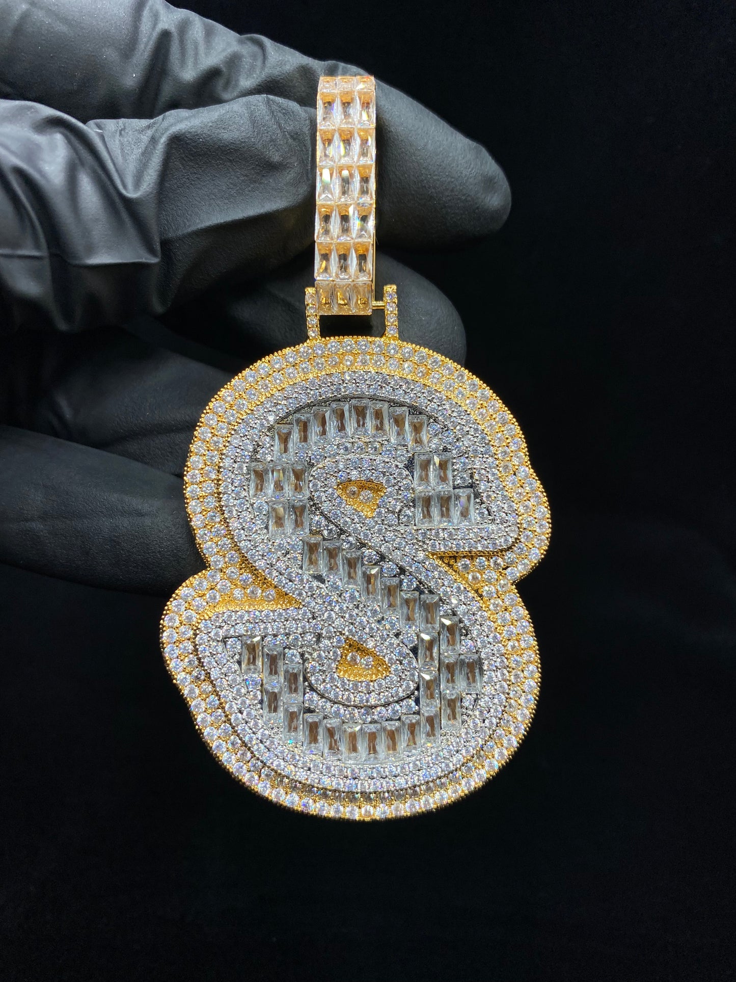 Snow Initial custom letter pendant silver plated