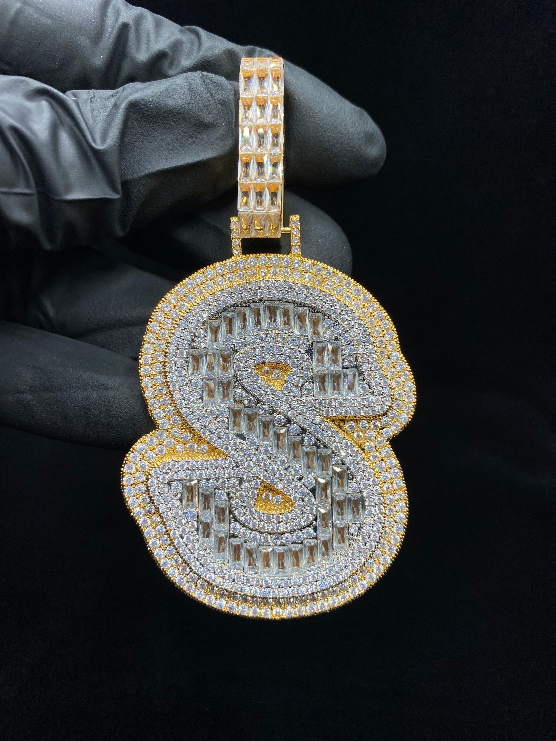 Snow Initial custom letter pendant silver plated