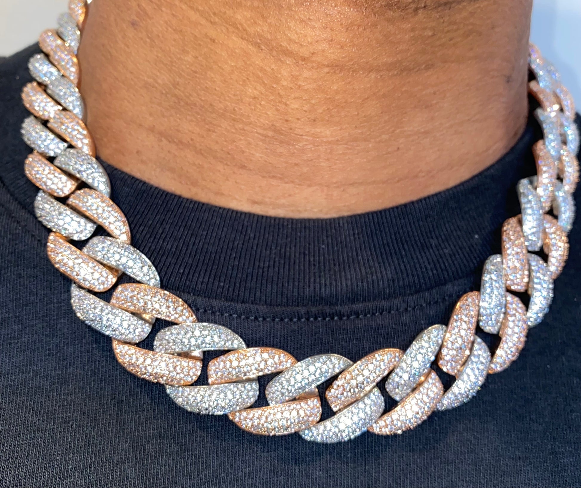 Rozay Cuban chain silver plated iced out necklace