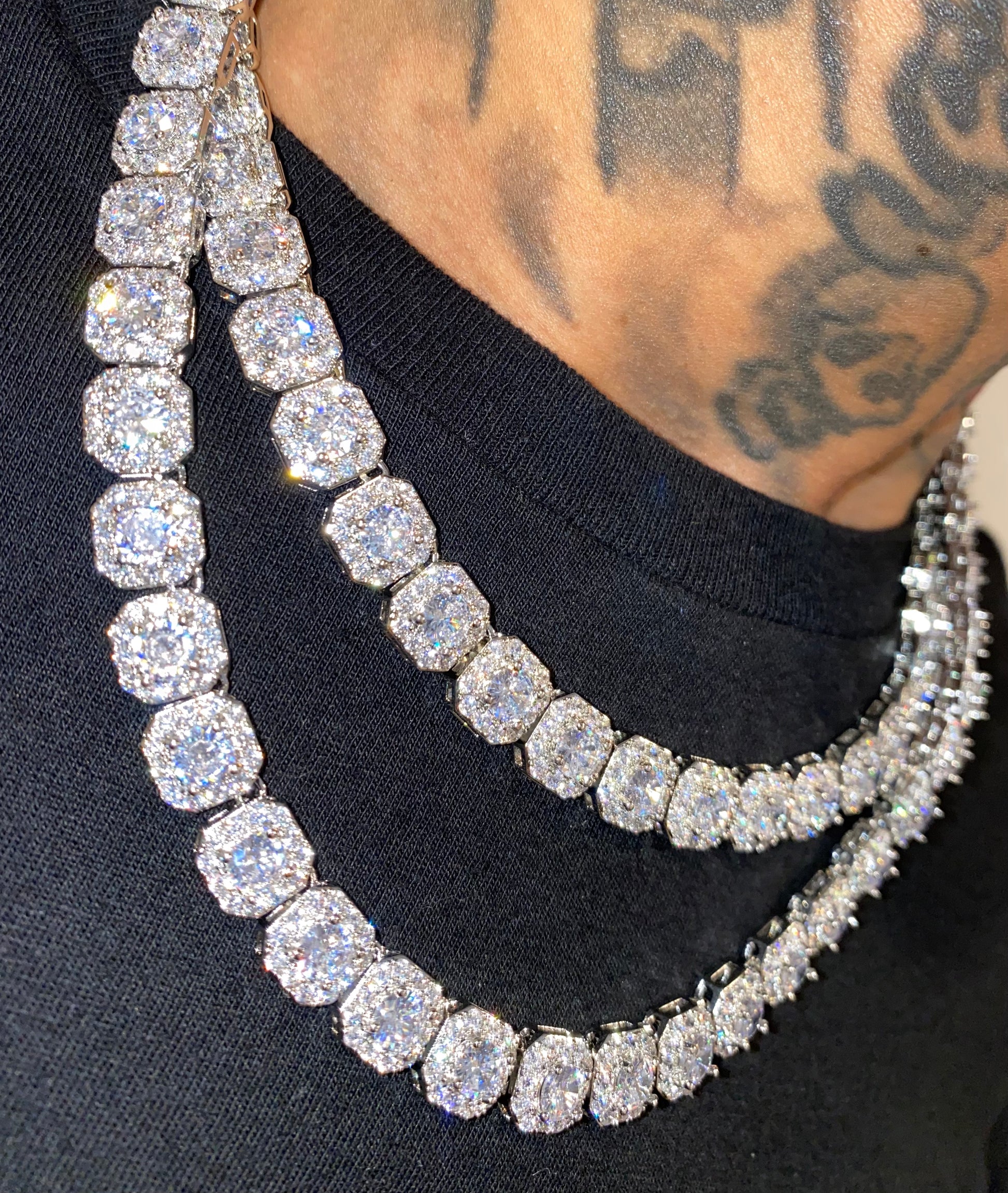 Mens 9mm rocky tennis chain gold iced out cubic zirconia by Charmbox Men