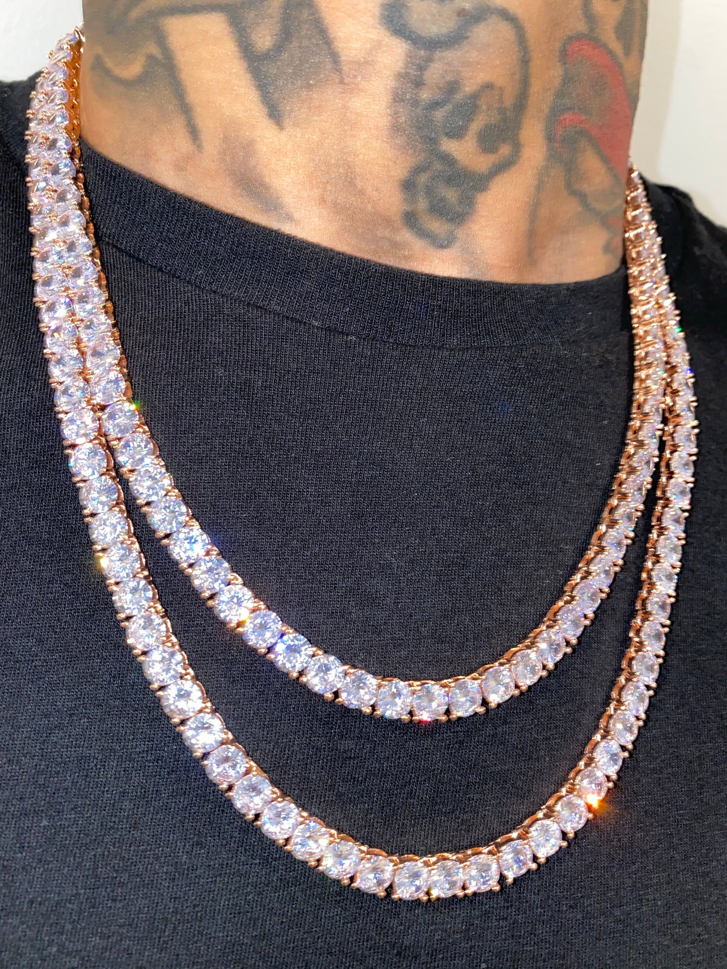 Mens rose gold tennis chain iced out jewelry by Charmbox Men