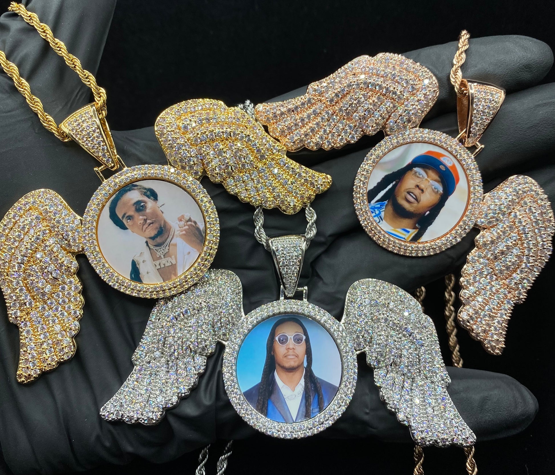 Charmbox Men Fallen Angel picture pendant custom photo gold plated
