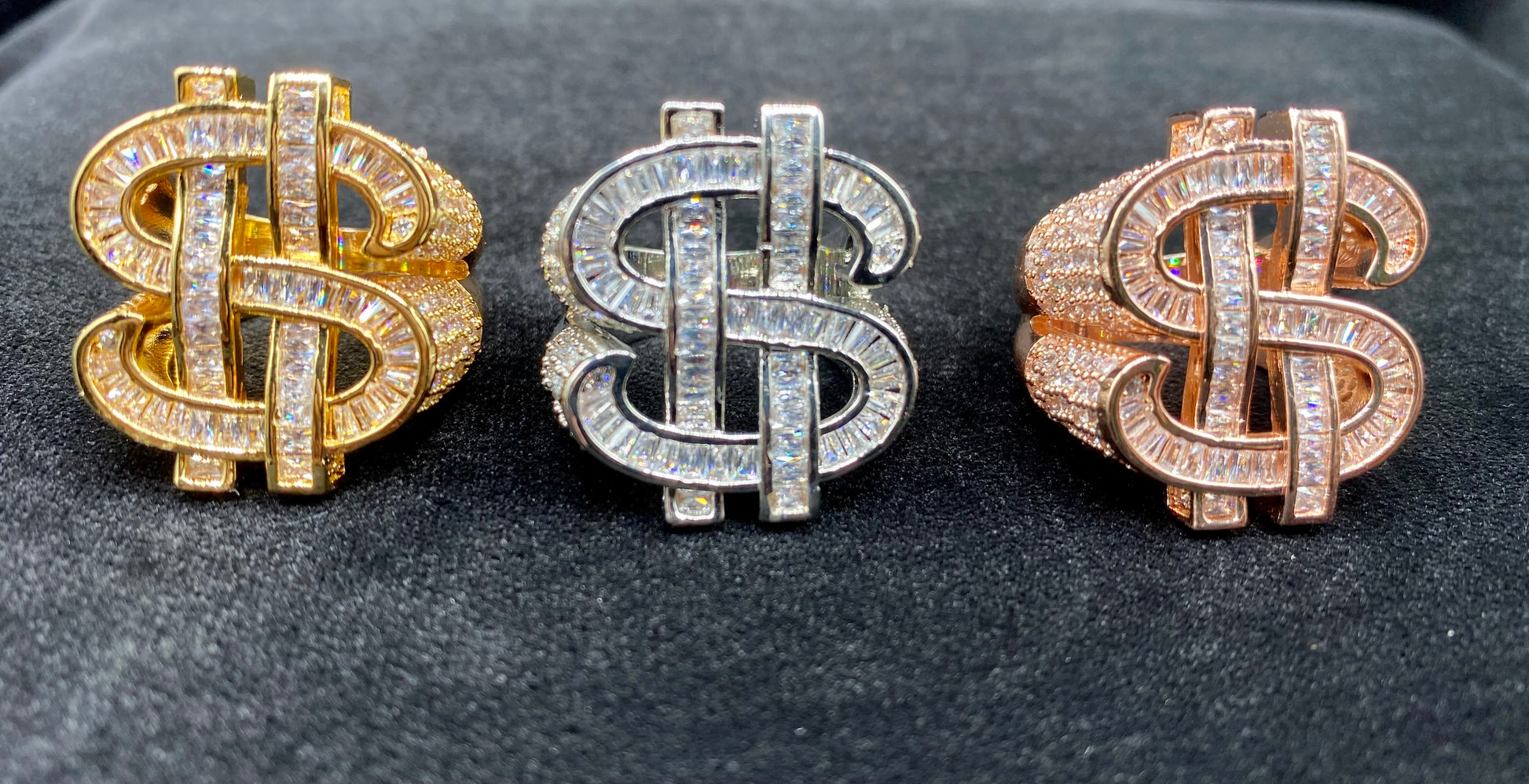 Charmbox Men Money Ring 15mm gold plated cubic zirconia