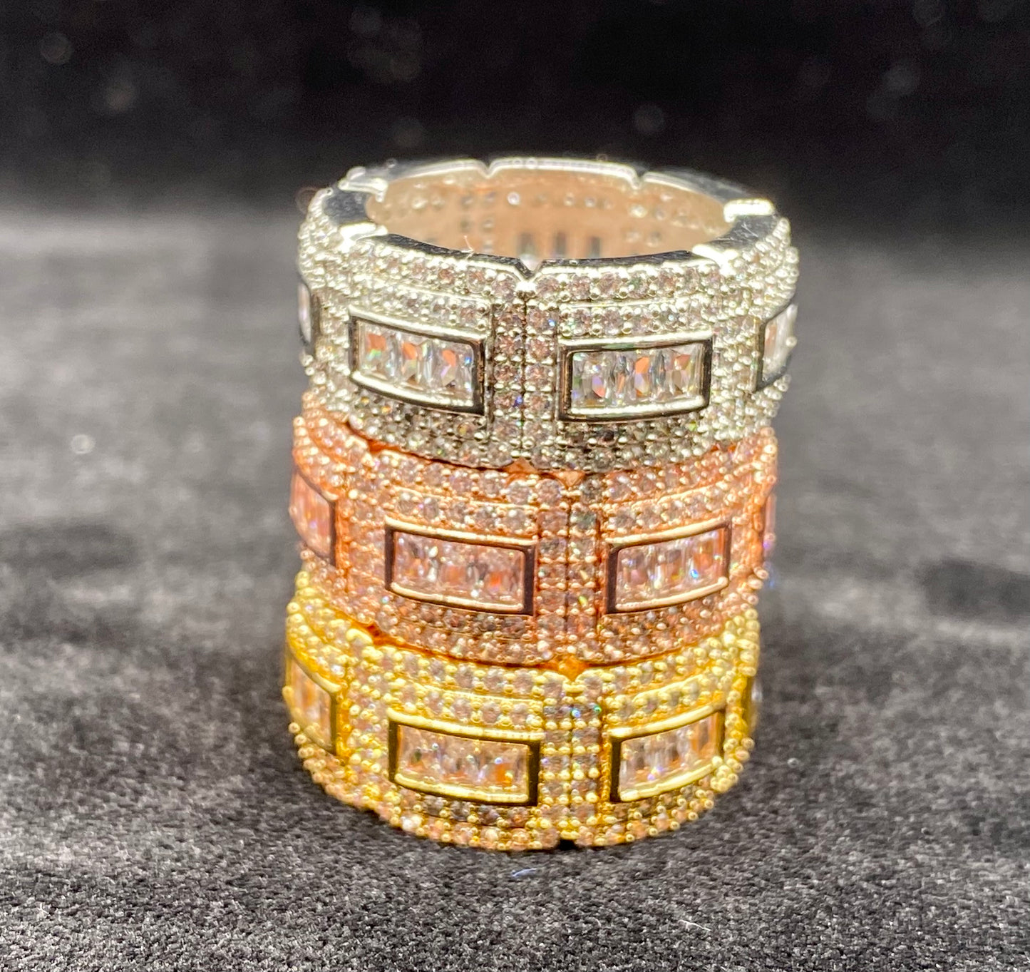 Rocky tennis ring silver plated iced out band