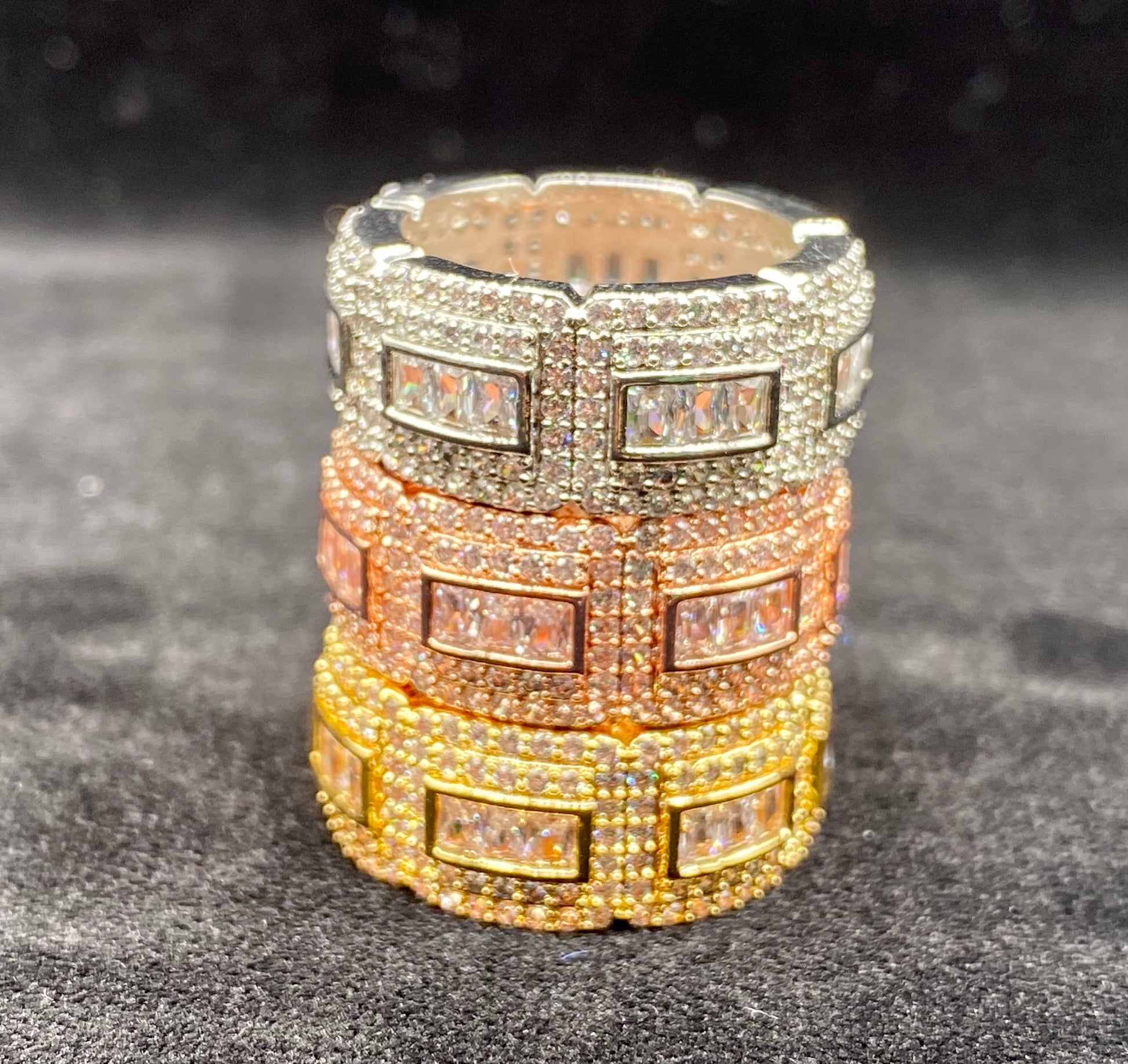 Rocky tennis ring silver plated iced out band