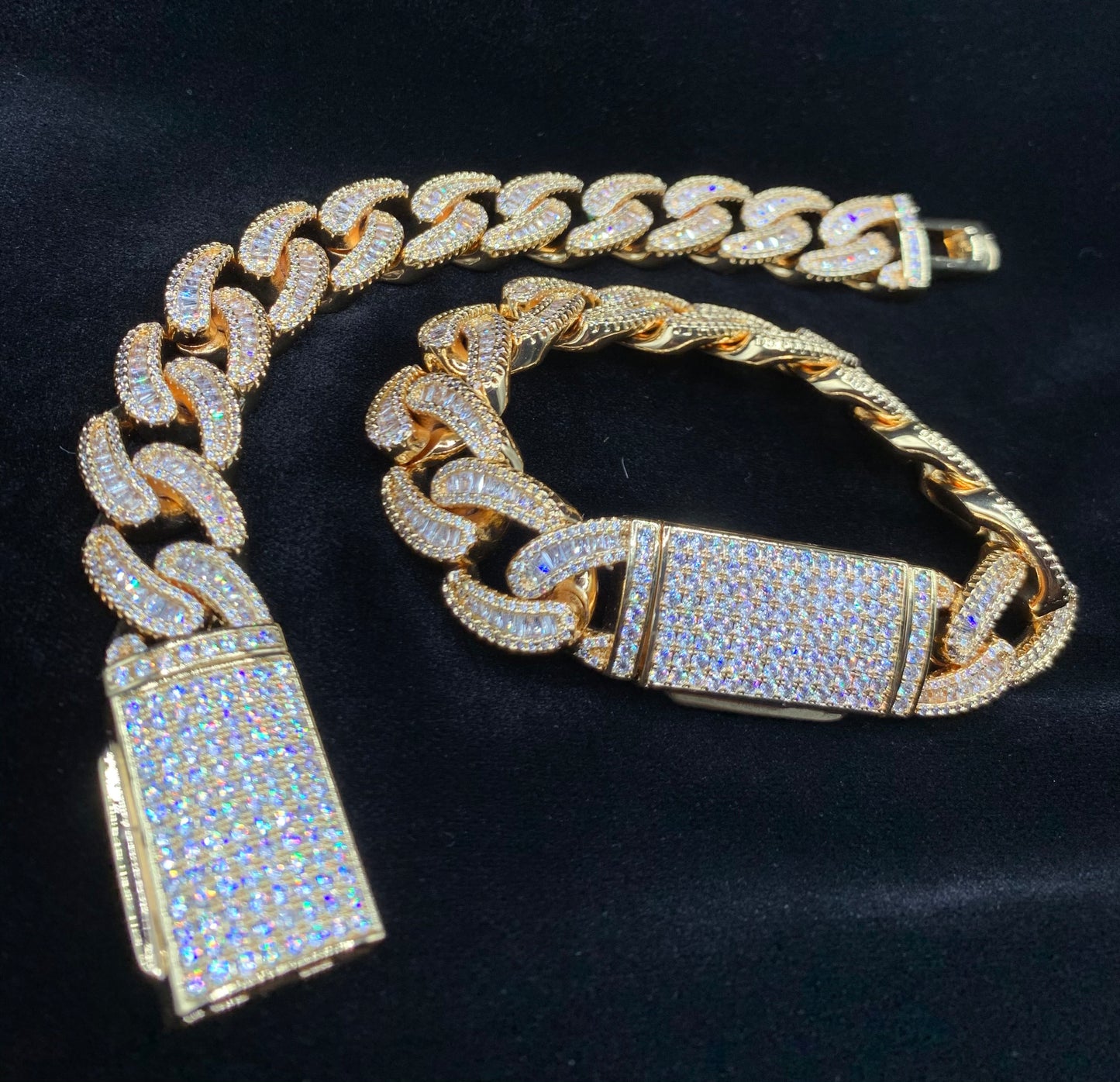 Baller baguette Cuban bracelet silver plated 18mm
