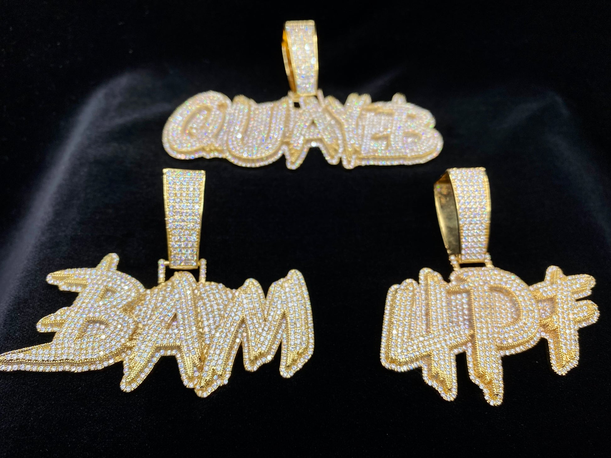 Baller custom name pendant silver plated cubic zirconia