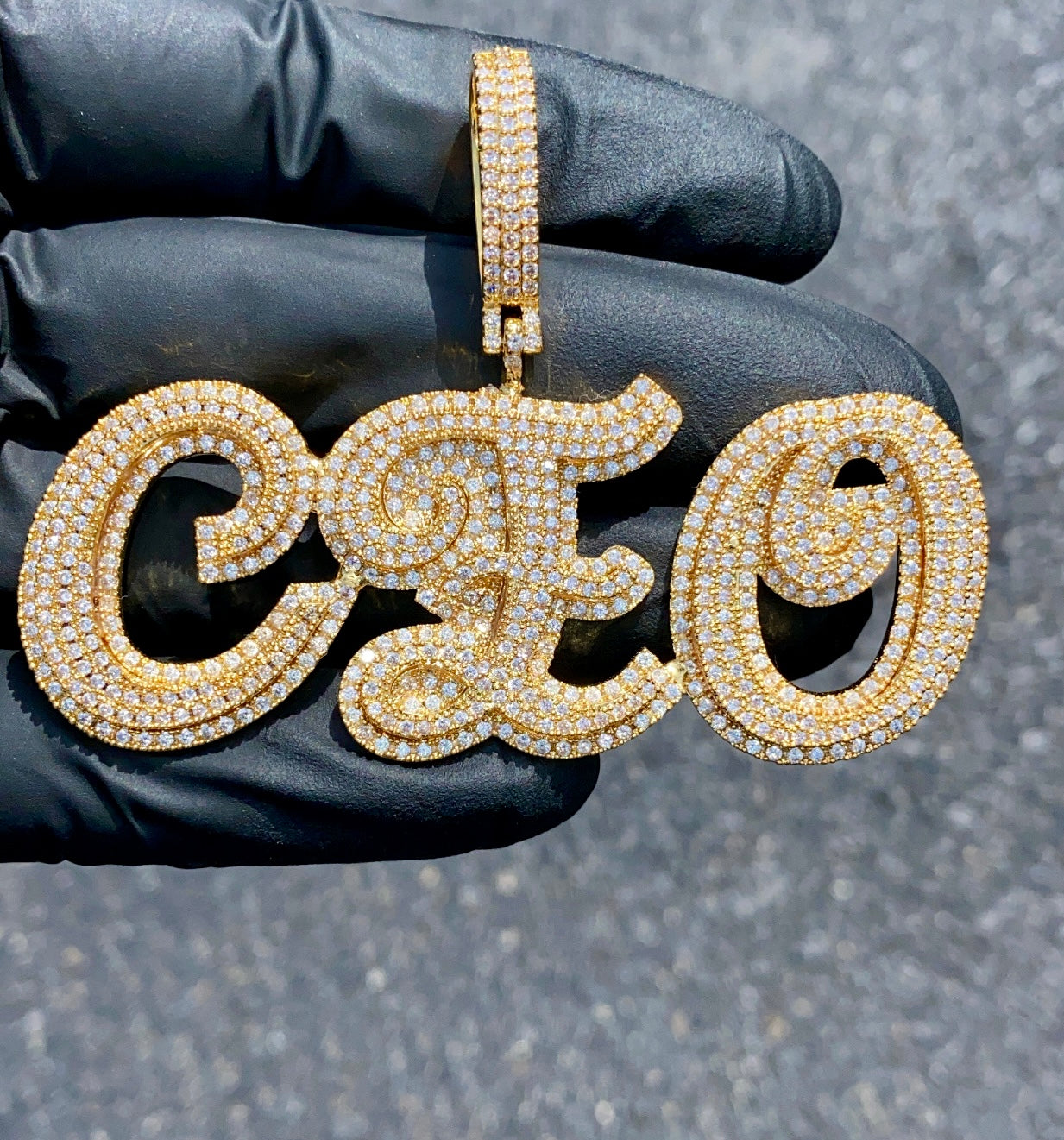 Wavy custom name double color plated necklace by Charmbox Men