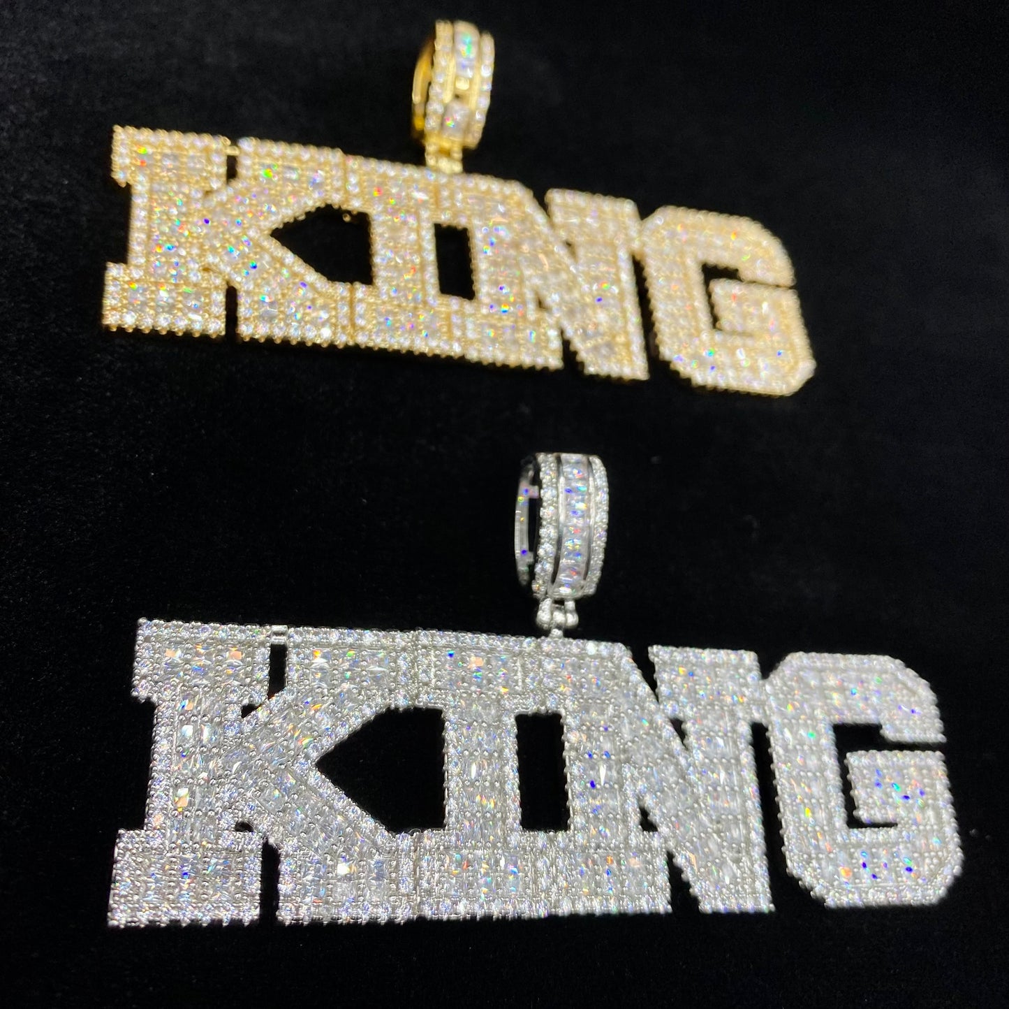 Freezer custom name pendant silver plated cubic zirconia