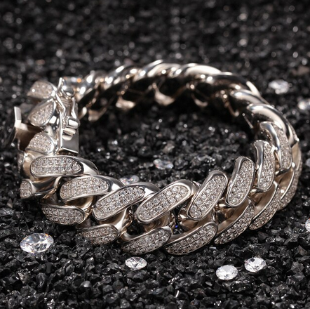 Bossman Cuban bracelet silver plated worn on wrist by Charmbox Men